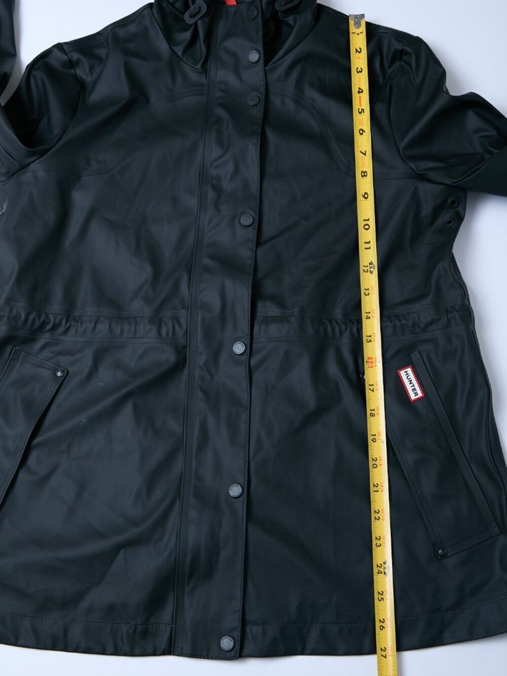 Hunter Abbey Short Rubberized Rain Jacket Raincoat Black Small *FLAWS* - Picture 14 of 15